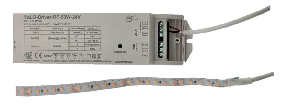 Single-color LED strip with power adapter