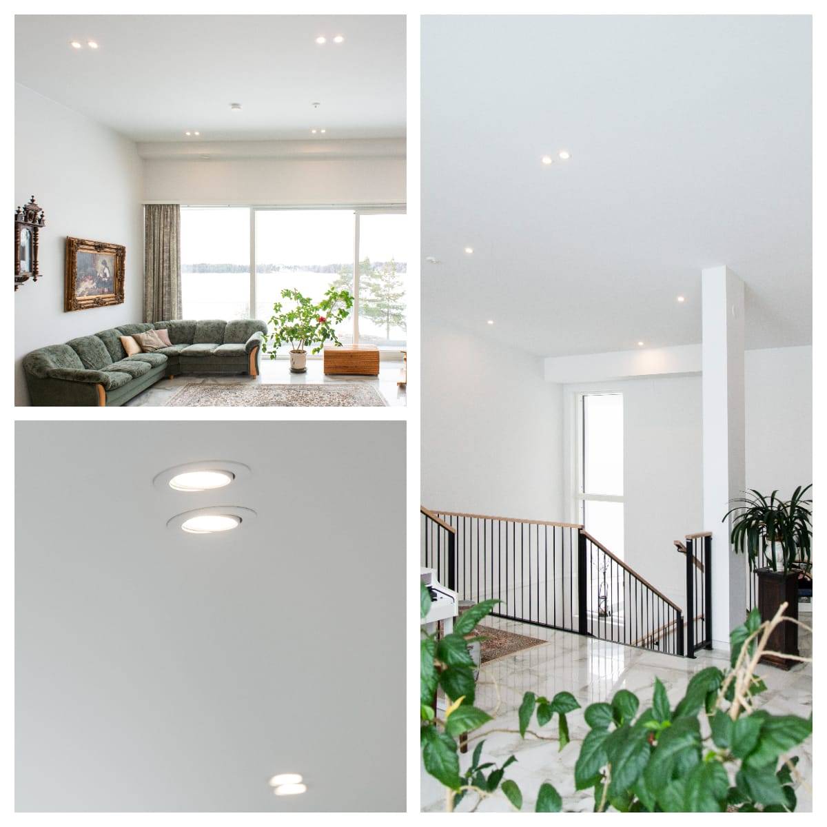 The lighting design service came up with the idea of using spots in pairs.