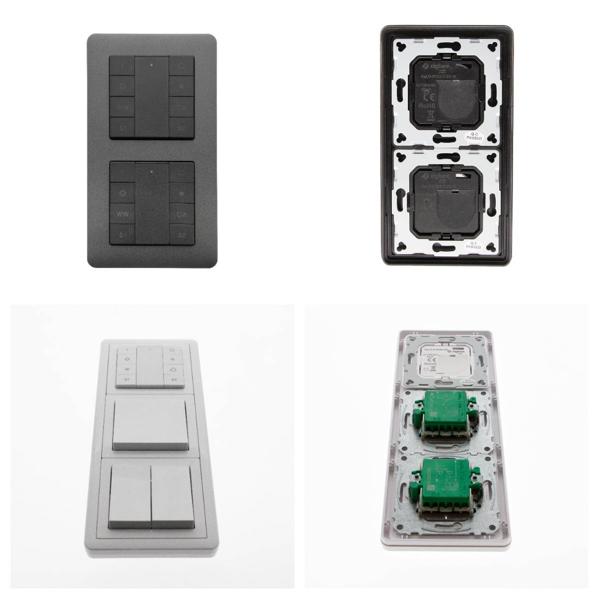 2pcs LedStore Zigbee wireless controller in wall EXXACT Anthracite frame