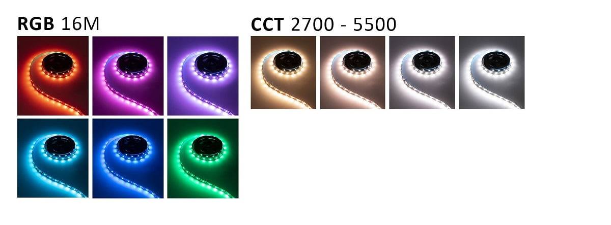 indirect lighting on the ceiling, using RGB+CCT LED strips