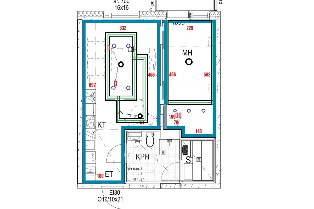 The lighting plan for the twin where the indirect lighting was carried out