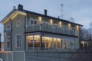 Versatile outdoor lighting with LED strip and spotlights.
