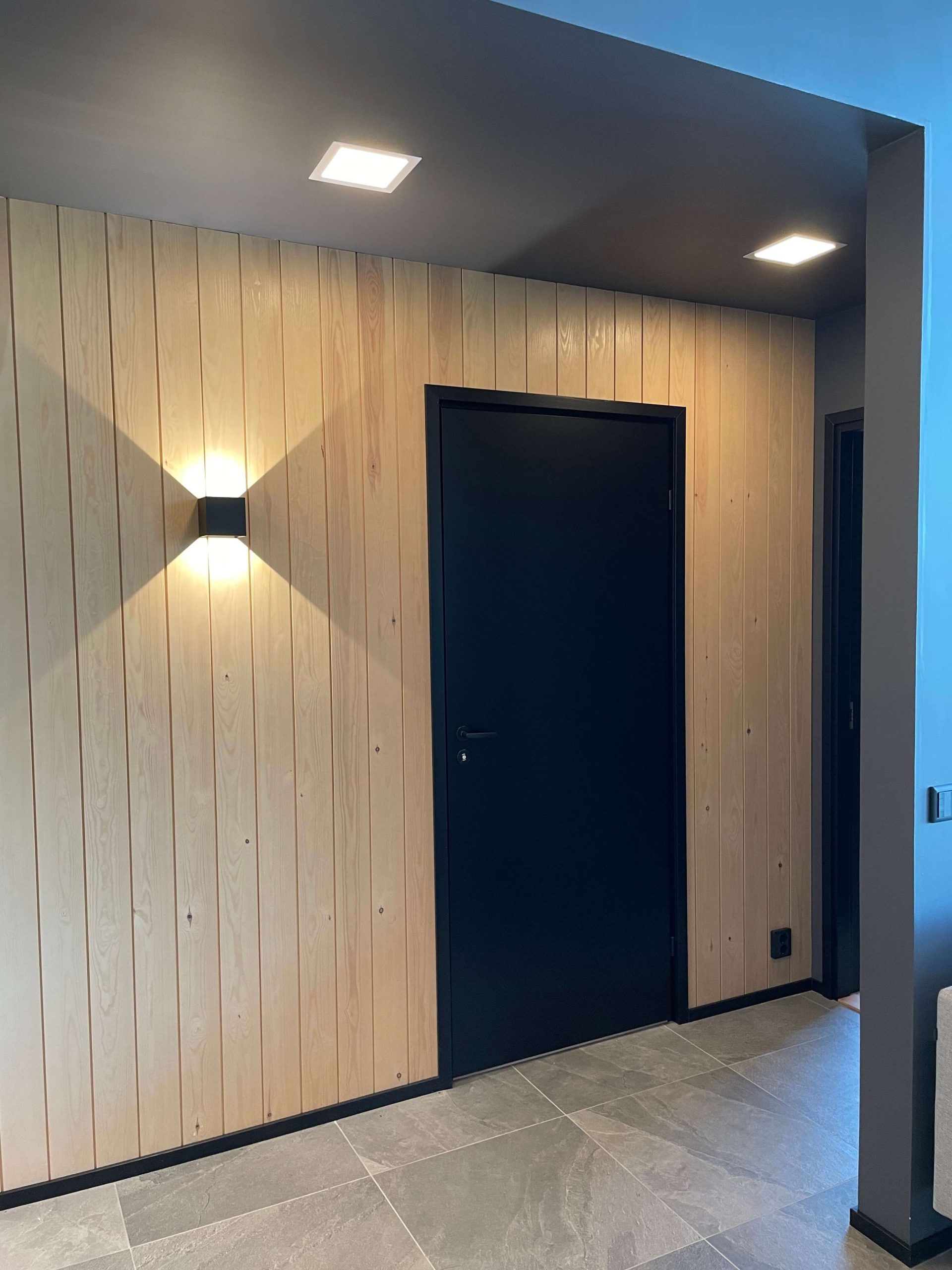 Funk wall lamp and Pnael200 panels for corridor lighting.