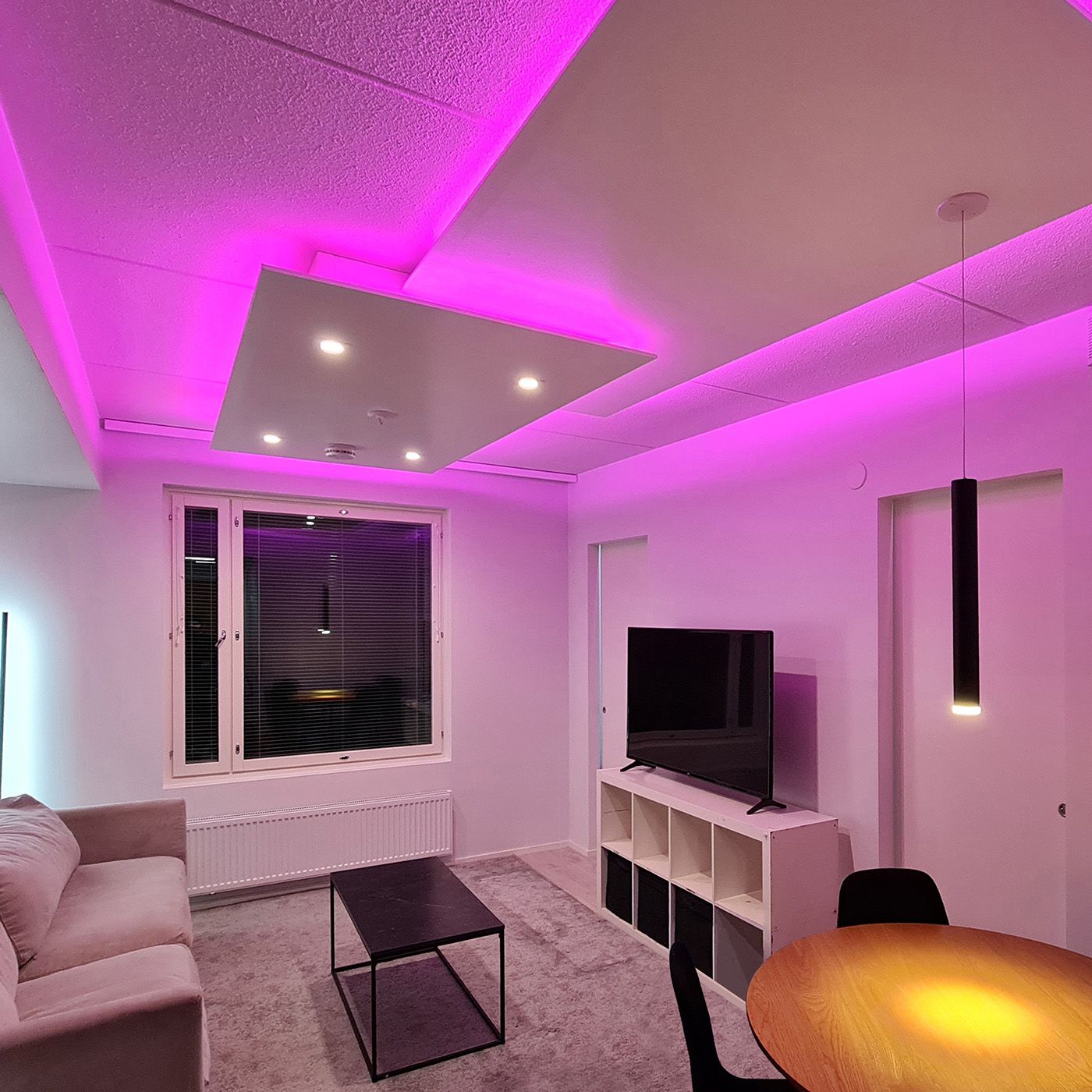 RGB+CCT ribbon installed in the living room kitchen drop-down.