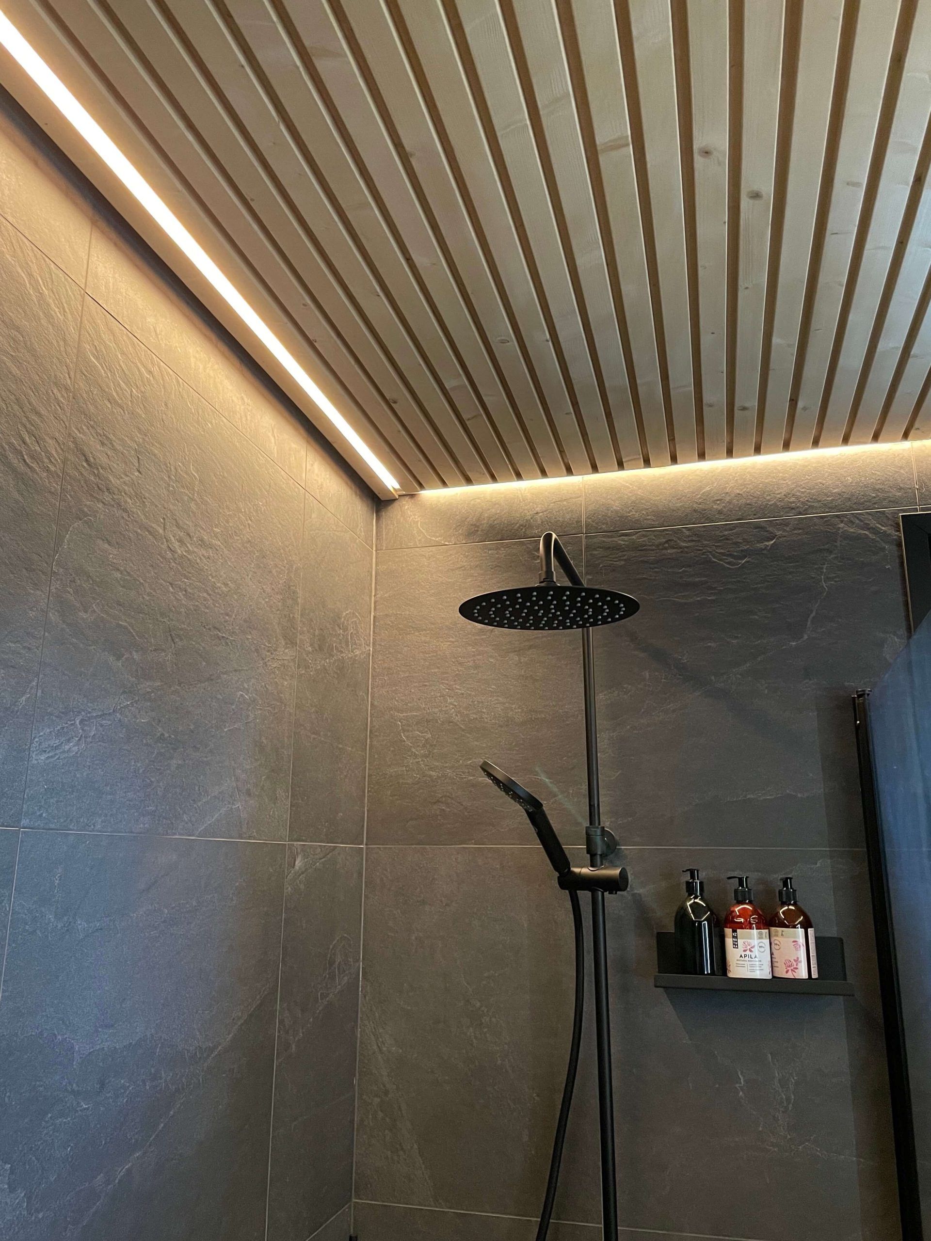 Led ribbon in the shower room.