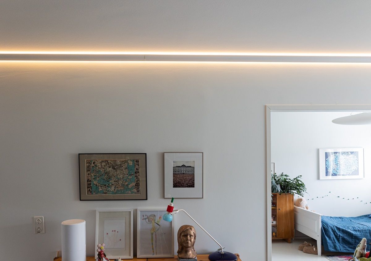 RGB+CCT led strip with indirect 3 arc profile gives a lot of light to the space