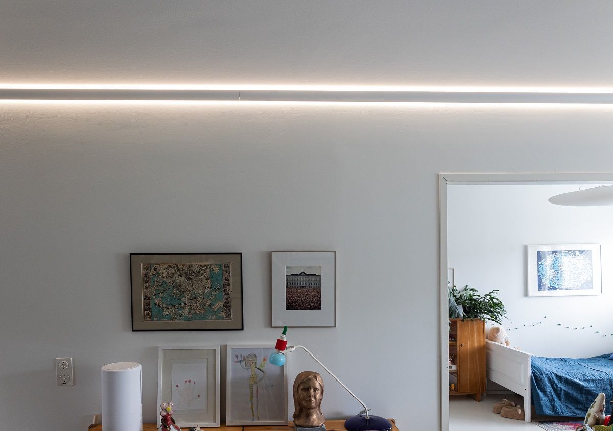 RGB+CCT led strip with indirect 3 arc profile gives a lot of light to the space