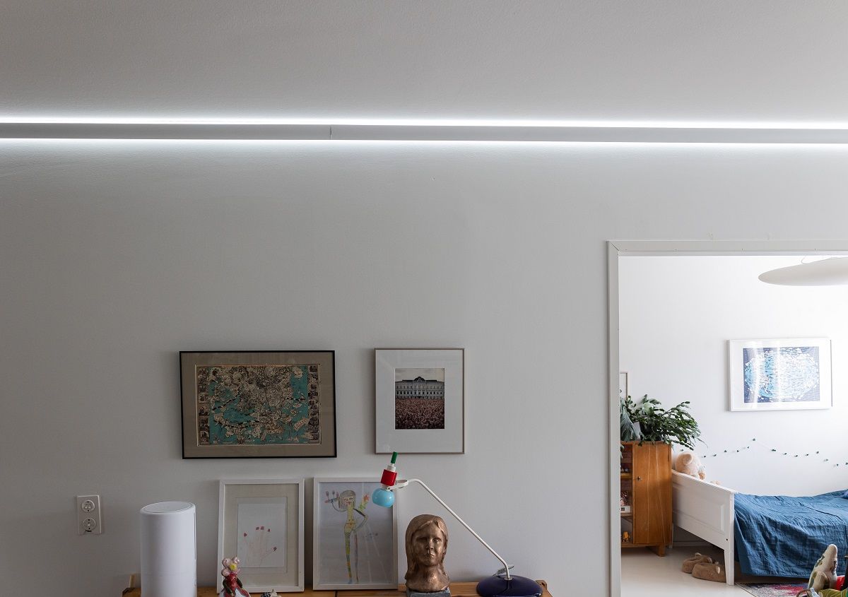 RGB+CCT led strip with indirect 3 arc profile gives a lot of light to the space.