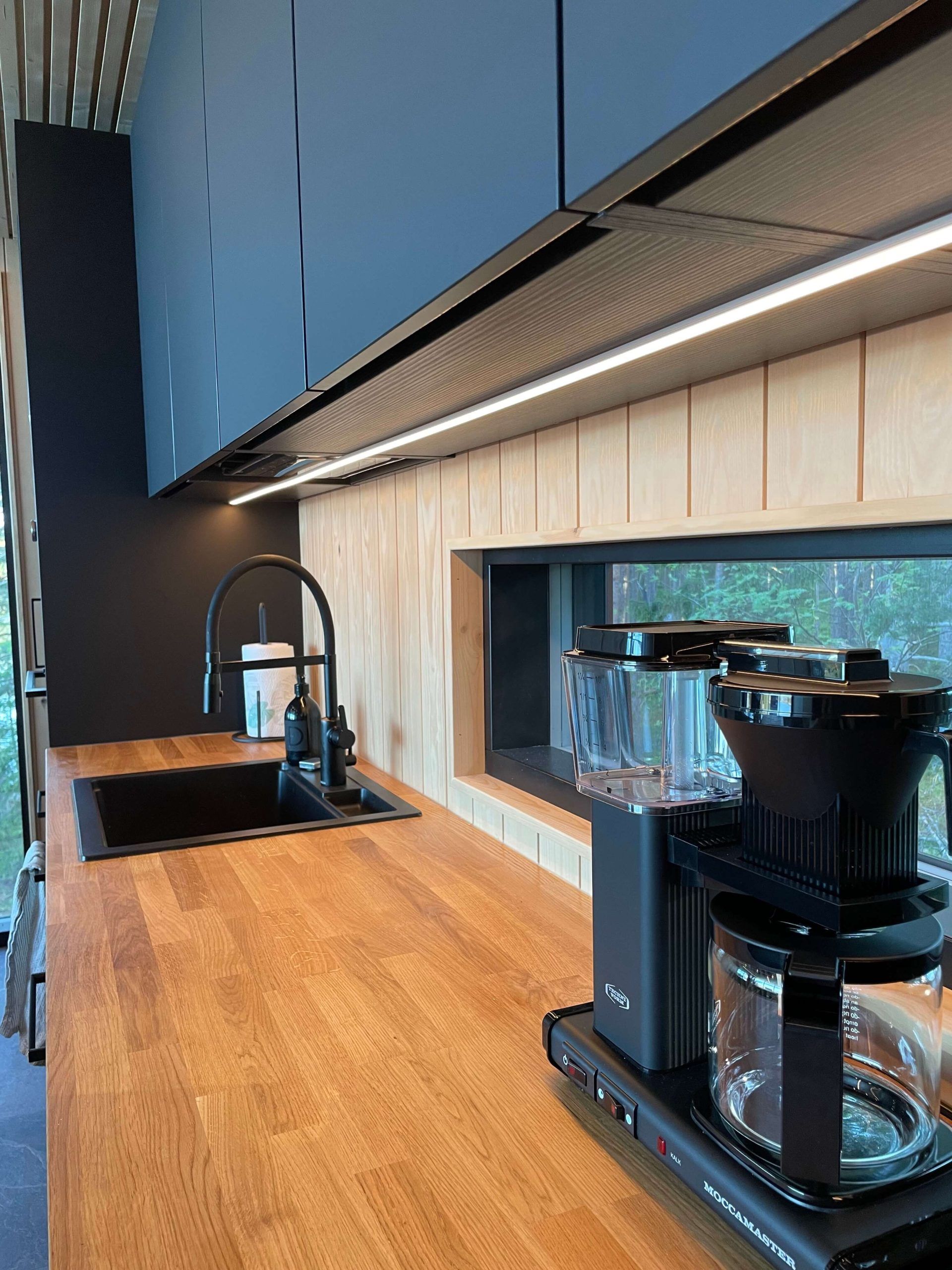 Kitchen worktop lighting with led strip.