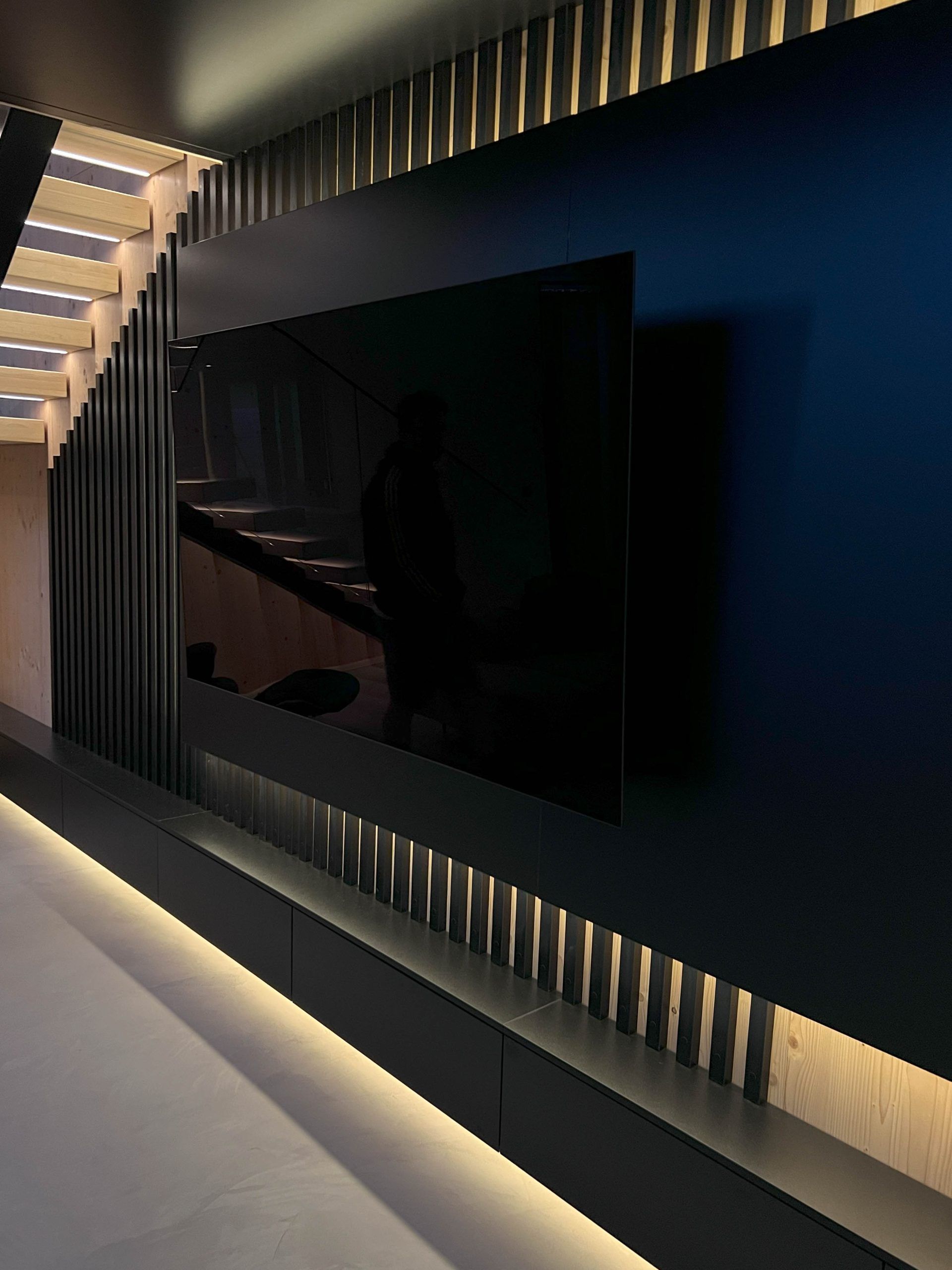 Light comes indirectly from behind the TV, reducing eye strain.